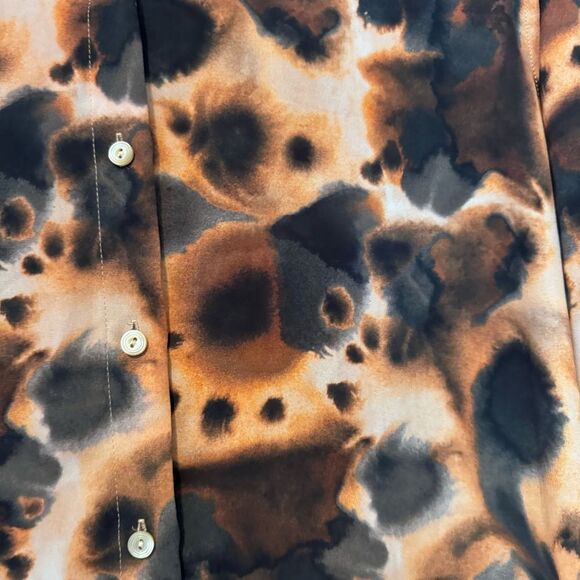 Aritzia Wilfred Free Brinley TieDye Blouse Cider Gold Oversized Button Front XXS - Picture 6 of 10